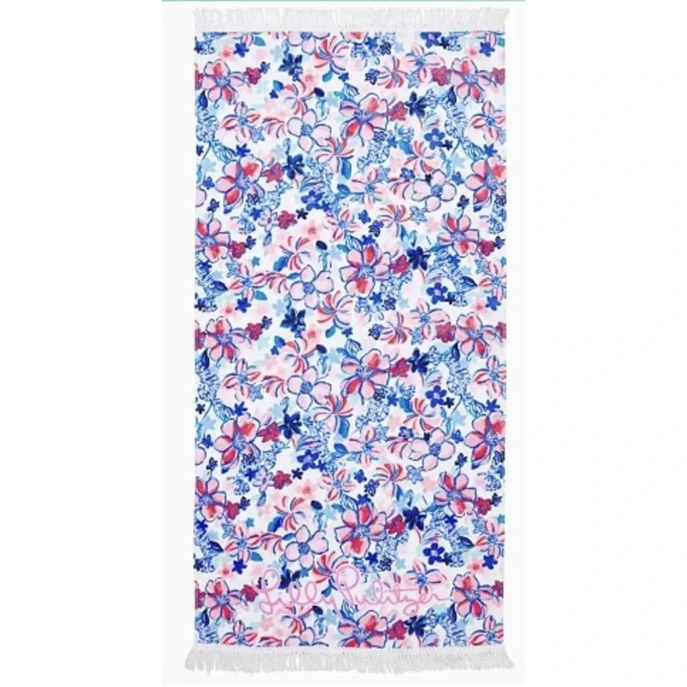 LILLY PULITZER  Tassel Velour Terry Beach Towel  PARTY LIKE A LOBSTAR  NEW
